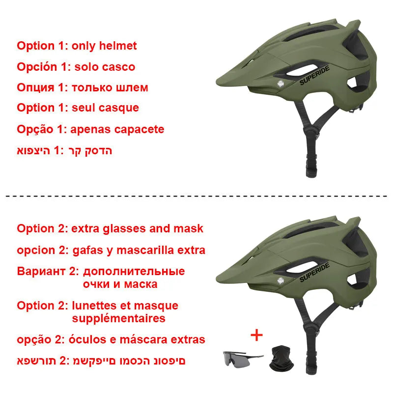 קסדת אופניים SUPERIDE Outdoor DH MTB מעוצבת באופן אינטגרלי קסדת אופני הרים כביש קסדת מירוץ קלה במיוחד קסדת רכיבה על אופניים