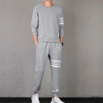 Spring Autumn Men's Luxury Clothing Korean Style Two Piece Set Sport Man Tracksuit Waffle Pants Fashion Baggy TB Trousers Suit