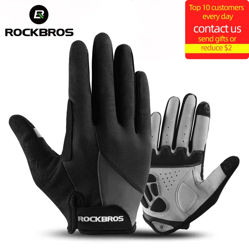 ROCKBROS Windproof Cycling Gloves Bicycle Touch Screen Riding MTB Bike Glove Thermal Warm Motorcycle Winter Autumn Bike Clothing