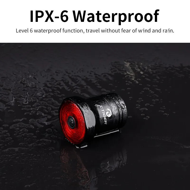 X-TIGER Bike Rear Light Smart Brake Sensing Light Bicycle Tail Light IPX6 Waterproof LED Charging Taillight Cycling Accessories