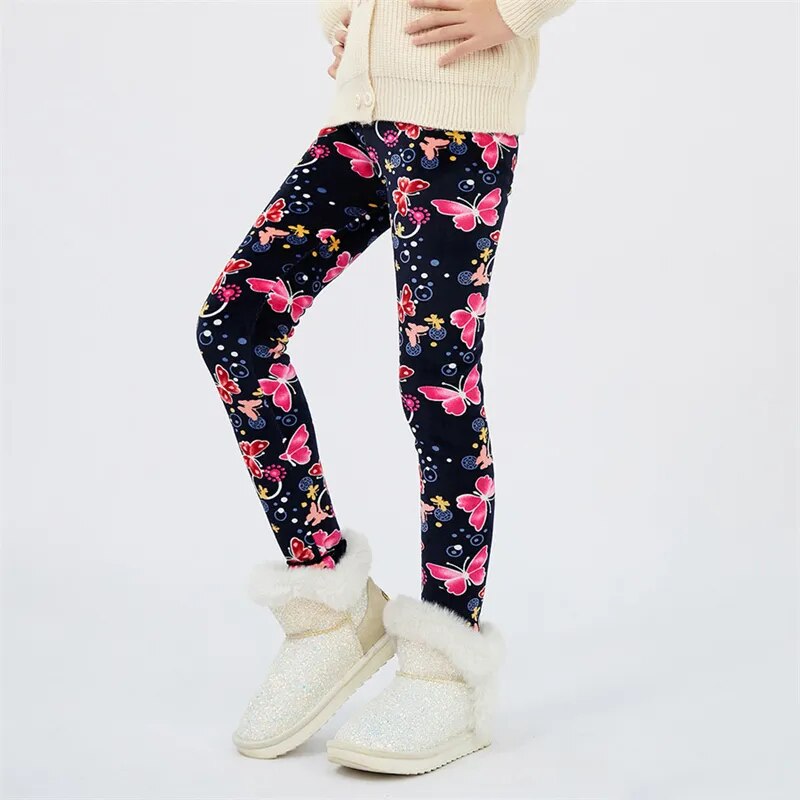 4-13Y Girls Pants Autumn Winter Children Trousers Warm Leggings Thicken Velvet Star Print Kids Pants Baby Girl Keep Warm Legging