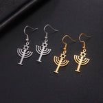 Dawapara Religious Magen Star of David Israel Earrings Jewish Hanukkah Menorah Pendant Earrings Women Stainless Steel Jewelry