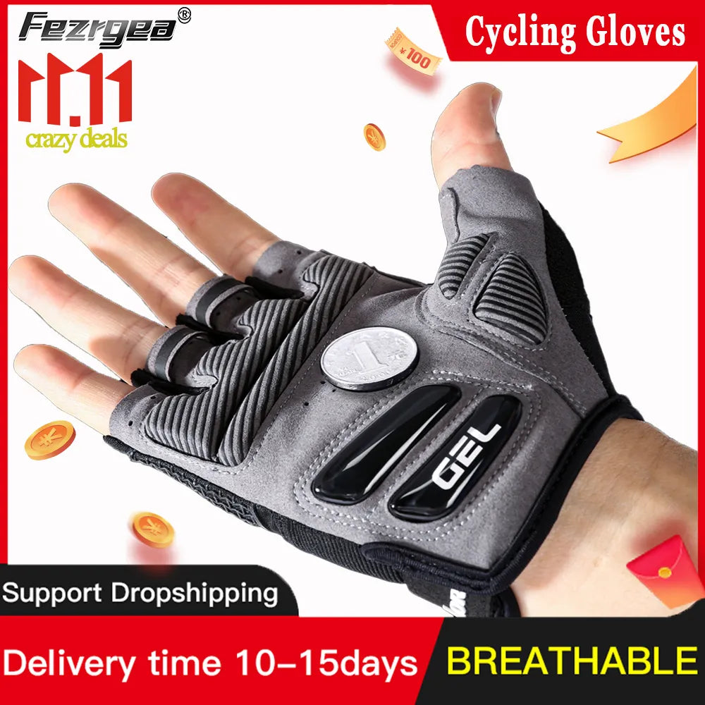 New Half-Finger Men'S And Women'S Cycling Gloves Liquid Silicone Shock-Absorbing Breathable Sports Bike Fitness Gloves