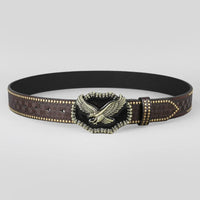 Western Belt for Women Men Cowboy Cowgirls Carving Leathers Country Belts Eagle Buckles Adjustable Waistband