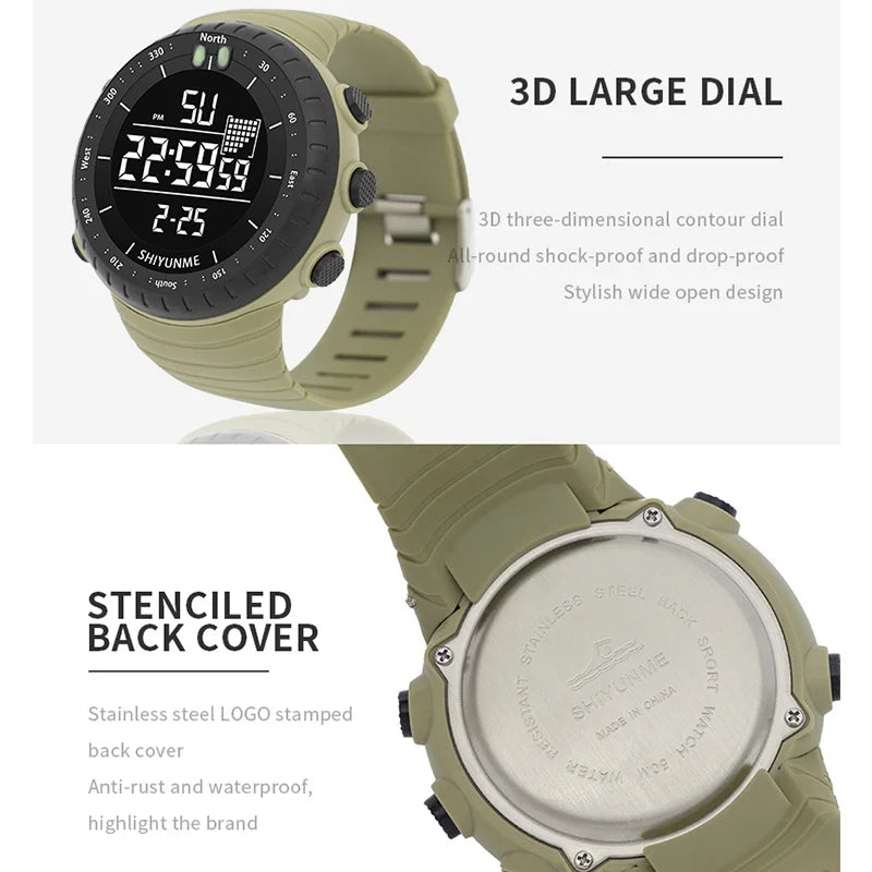 Top Men's Sports Watch 50M Waterproof Military Display Clock Man Watches LED Digital Luxury Fashion  Electronic Wristwatch  2111