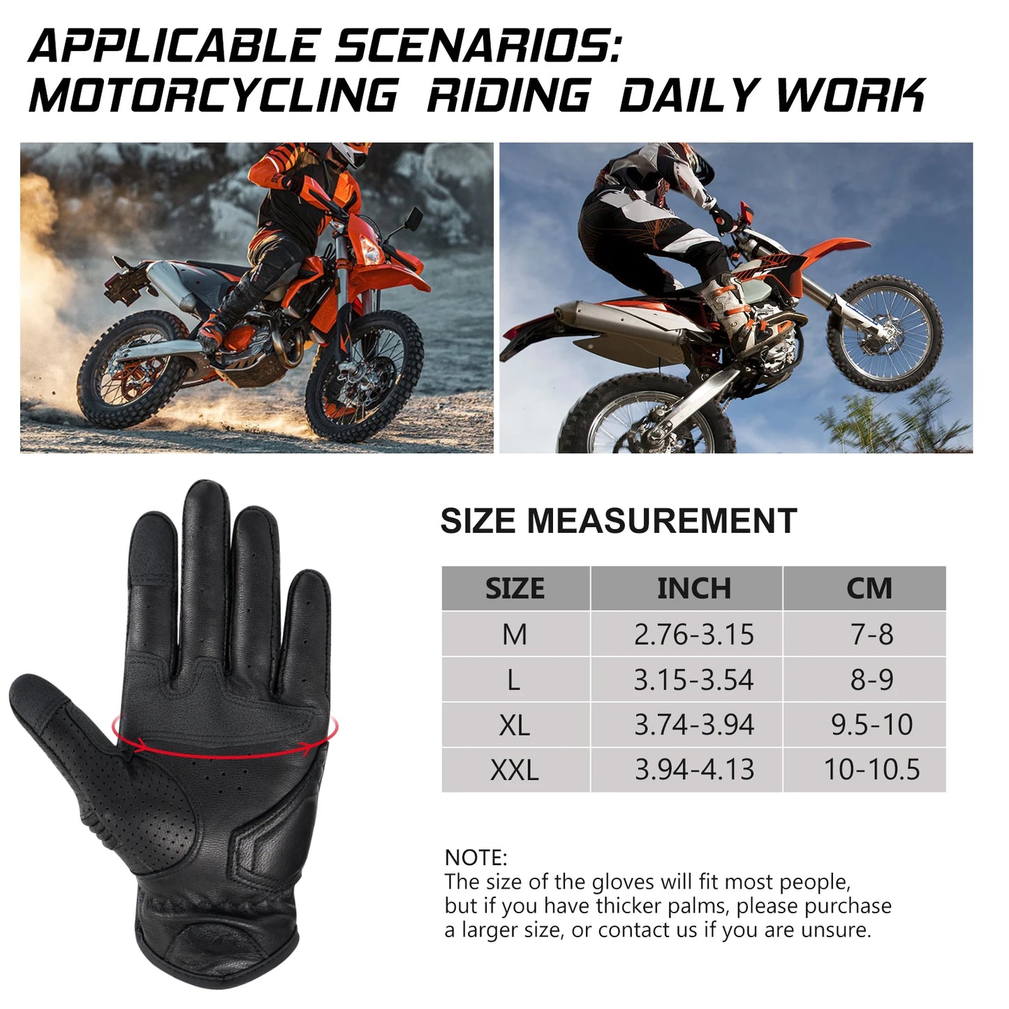 Men Motorcycle Gloves Genuine Leather Protective Touchscreen Guantes for KTM Motorcross Cycling Perforated Breathable Moto Luvas