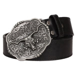 Wild West TEXAS Cowboy Belt Bull Skull Head Metal Buckle American Texan Pride Fashion Waistband For Men