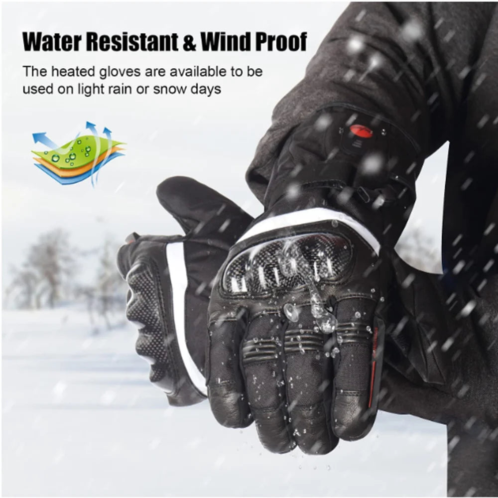 DAY WOLF Winter Motorcycle Gloves Heated Gloves Windproof Waterproof Cycling Equipment Touch Screen Heating Rechargeable 2022