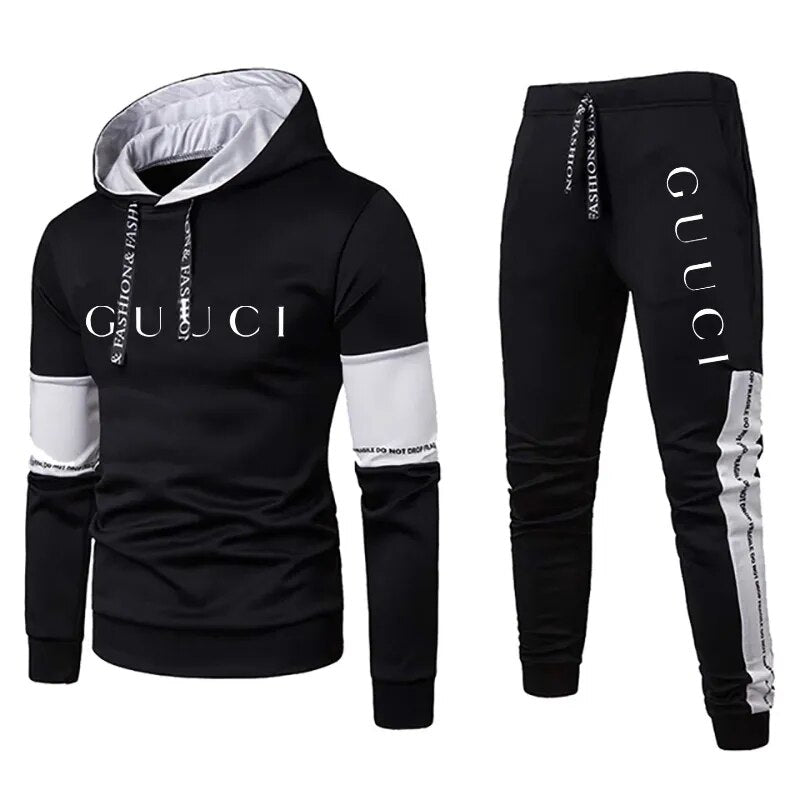 Men's Fashion Luxury Sweatshirt Tracksuit Sport Casual Hoodies+Sweatpants Sets Outfits Jogger Brand  Pullover Streetwear Suits