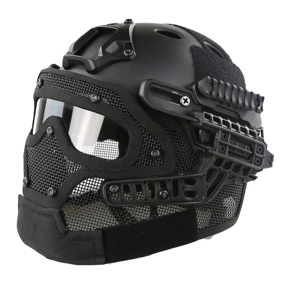 Multicolor ABS Material FAST PJ CS Training Game Tactical Helmet With Steel Wire Mask Round Hole Military Ballistic Use