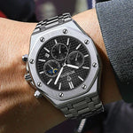 Top Brand Man Casual Watch Luxury Luminous BINBOND B0161 Wristwatch Stainless Steel Waterproof Men Date Calendar Clock