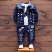 2023 Spring Autumn Children Clothes Boys Suit Denim Cartoon coat+ Jeans Pants 2Pcs/Set Infant Casual Outfits Kids Sportswear