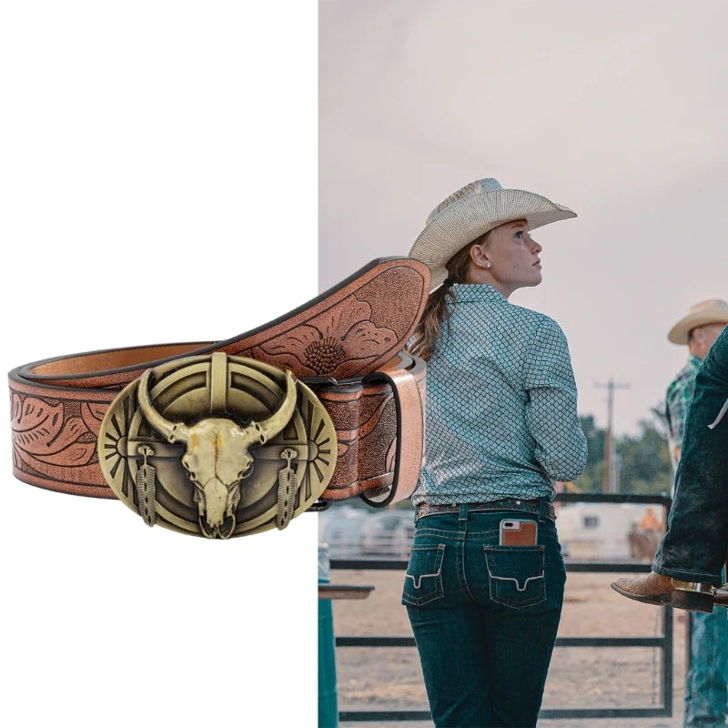 Oval Buckle Belt Men Women Unisex Western Cowboy Belt Fashion Teenager Waistband Drop Shipping