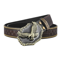 Western Belt for Women Men Cowboy Cowgirls Carving Leathers Country Belts Eagle Buckles Adjustable Waistband