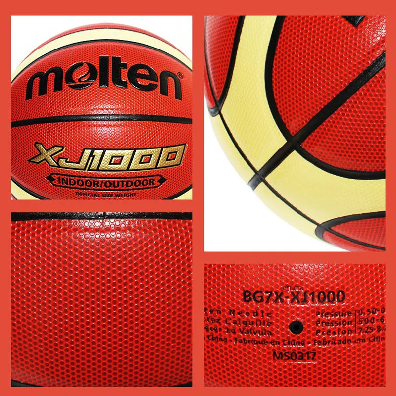 Molten Basketball Ball XJ1000 Official Size 7/6/5 PU Leather for Outdoor Indoor Match Training Men Women Teenager Baloncesto