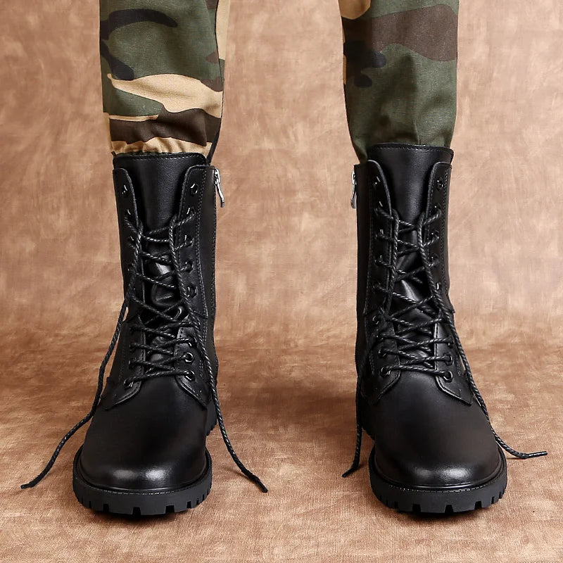 Army Boots for Men Side Zipper Comfortable Shoe Military Men's Boots Casual Shoes Cow Leather Winter Boots Plus Size 36-50 51 52