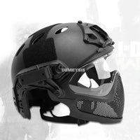 Full-covered Shooting Helmet with Steel Mesh Mask Army Tactical Paintball Helmet Impact Resistance Military Airsoft Helmet Mask