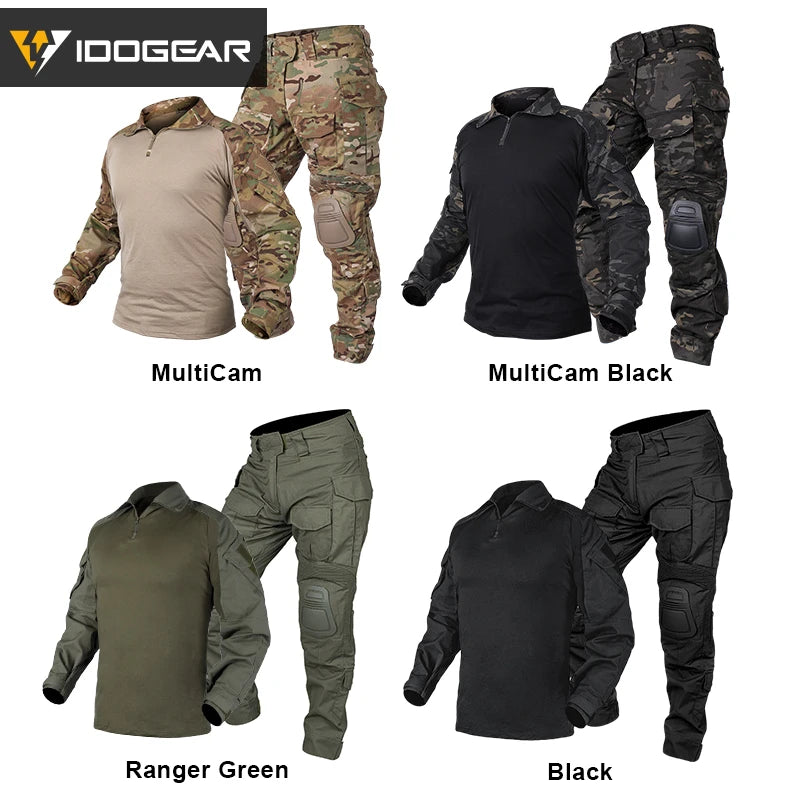 IDOGEAR מדים הסוואה בגדי ציד Gen3 Tactical Combat בגדי BDU Airsoft פיינטבול Multicam Black Clothing 3001