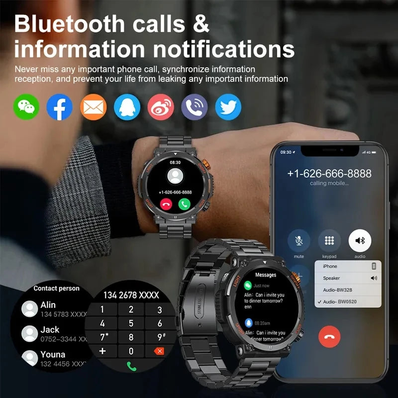 2023 New Compass Watch For Men Smart Watch Sports Fitness Watches IP67 Waterproof Smartwatch Men Bluetooth Call Health Monitor