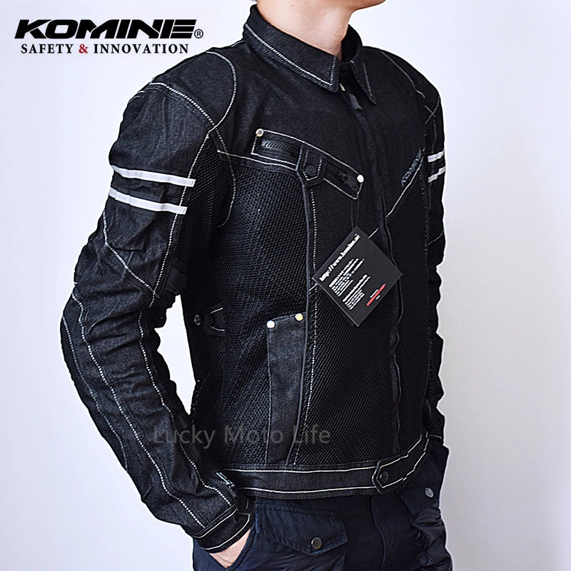 KOMINE JK006 Jacket Spring Breathable Denim Mesh Racing Ride High-performance Drop Resistance Clothing Motorcycle Jacket