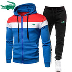 2023 Fashion Brand Men's Sport Fleece Zipper Hoodie Sweatshirt + Sweatpants Suit Autumn Winter Tracksuit Two Piece Jogging Sets