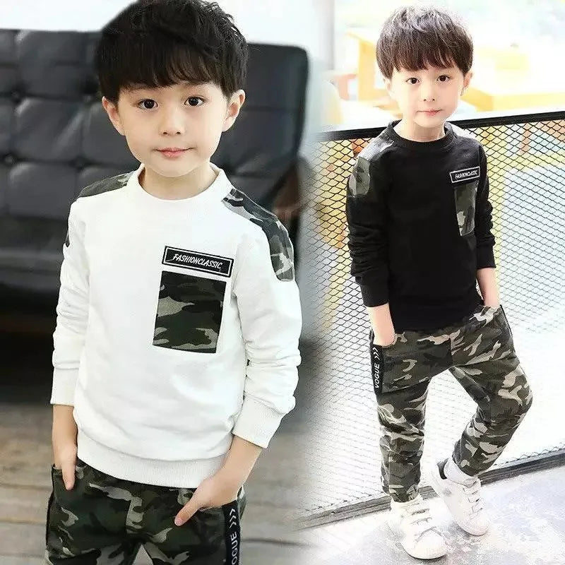 Kids Sport Clothing Sets Boys Tracksuit Autumn Camouflage Children Tops Pants 2Pcs Kit Outfit Teenager Boys Camouflage Tracksuit