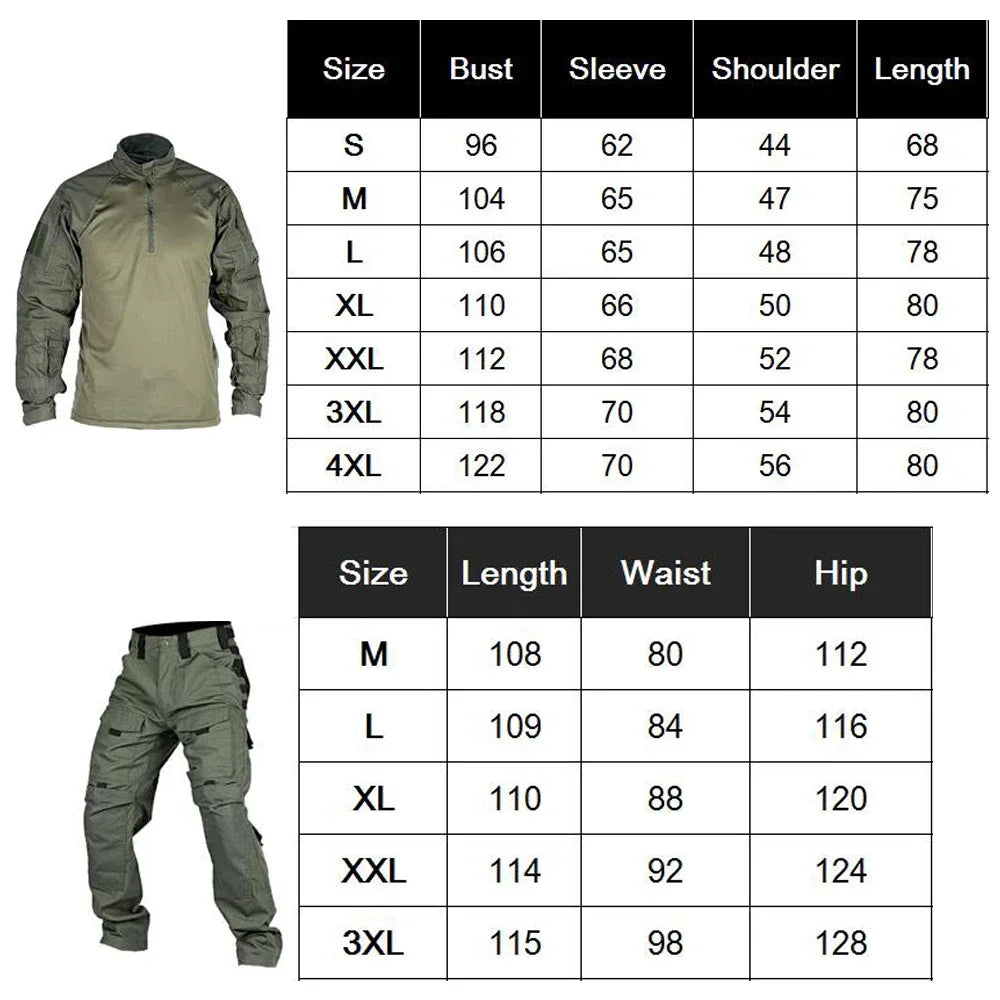 Tactical Suit Set Men Military Training Shirt Pants 2 Piece Sets Outdoor Airsoft Camouflage Quick-dry Ripstop Paintball Shooting