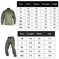 Tactical Suit Set Men Military Training Shirt Pants 2 Piece Sets Outdoor Airsoft Camouflage Quick-dry Ripstop Paintball Shooting