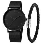 Men Watch Magnetic Bracelet Ultra Thin Quartz Watch Men Slim Mesh Steel Waterproof Sport Watch Black Relogio Masculino