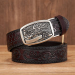 3.5cm New Eagle Pattern Buckle Split Leather Belt Quality Alloy Automatic Buckle Wasitbad Strap Genuine Leather Gift Belt Men