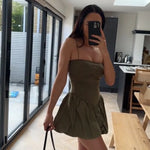 Korean Popular Clothes Fashion Summer Dresses 2024 White Dress Short Black Sexy Green Women's Clothing Vacation Outfits Woman