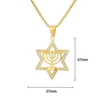 No Fade Titanium Stainless Steel Religious Menorah Jewish Jewelry Magen Necklace Judaica Hebrew Israel Faith Lamp Hanukkah