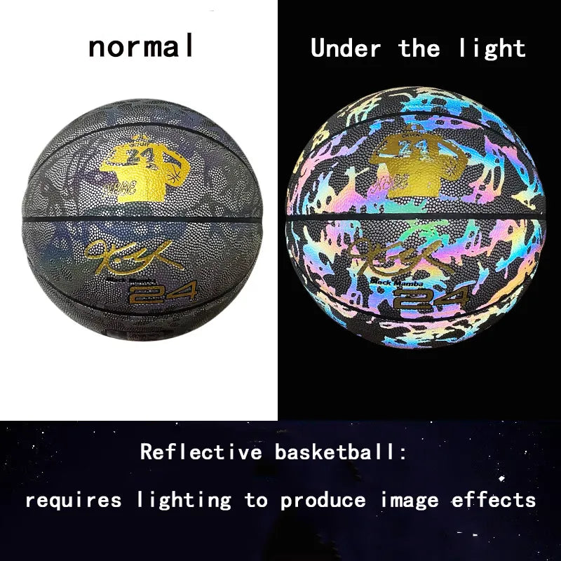 2023 Reflective Glow Basketball Size 5 7 Outdoor Street Cool Balls Glowing Luminous Basketballs Child Youth Adults Balls