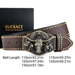 LUCKACE Vintage Design Mens Western Cowboy Belt Handmade Stylish Embossed Belt Good Gift for Husband Father Boyfriend Brothers