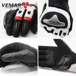 Vemar Motorcycle Leather Glove Racing Carbon Fiber Summer Men Touchscreen Moto Motocross Gloves Motorbike Riding Protective Gear