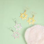 Dawapara Religious Magen Star of David Israel Earrings Jewish Hanukkah Menorah Pendant Earrings Women Stainless Steel Jewelry