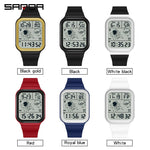 SANDA Fashion Simple Sport Watches Men Military LED Digital Watch Alarm Clock Rubber Strap Waterproof Wristwatch Relogio