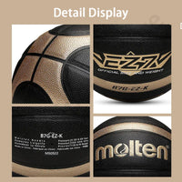 Molten Size 5 6 7 Basketball Black Gold PU Outdoor Indoor Balls Women Youth Man Match Training Basketalls Free Air Pump Bag