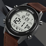 SYNOKE Men Outdoor Sports Multifunctional Waterproof Large Screen Display Luminous LED Digital For Men Fashion Belt Watch