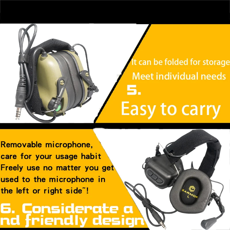 EARMOR M32 MOD3 Tactical Headset Anti Noise Headphones Military Aviation Communication Shooting Earphone