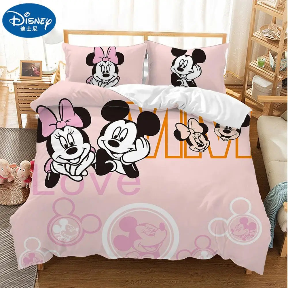 Disney Mickey Minnie Mouse Bedding Sets  Duvet Cover Sets Twin Full Queen King Size Bedroom Decoration Birthday Gift