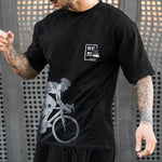 Casual T-shirt Men's Bike Print New Summer Short Sleeve Top Outdoor Street Fashion Trend Slim Fit Plus Size Sport Two-piece Set