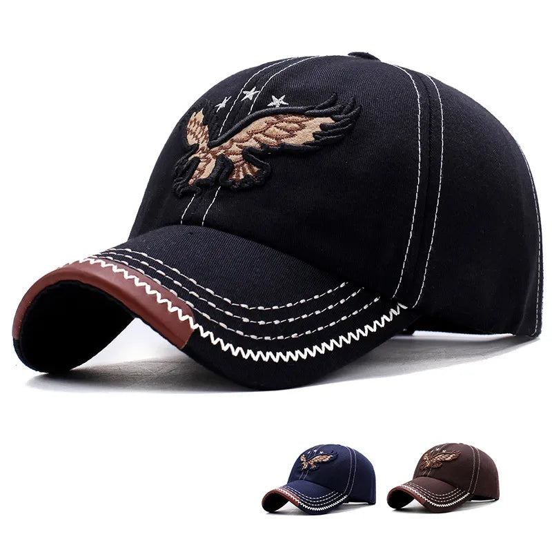 Mens and Womens Four Seasons Embroidered Eagle Korean Fashion Casual Couple Baseball Hat