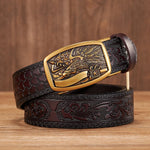 3.5cm New Eagle Pattern Buckle Split Leather Belt Quality Alloy Automatic Buckle Wasitbad Strap Genuine Leather Gift Belt Men