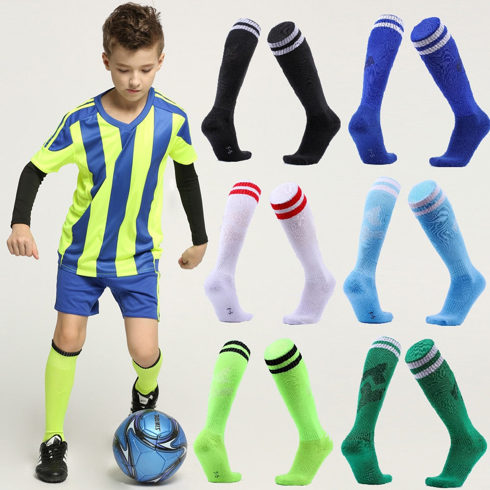 Kids Soccer Football Socks Stockings High Quality Long Tube Knee Cotton Legging Baseball Running Sport Boy Girl Children Socks