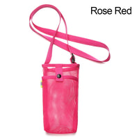 Portable Sport Water Bottle Cover Mesh Cup Sleeve Pouch With Strap Mobile Phone Bag Visible Bag Outdoor Camping Accessories