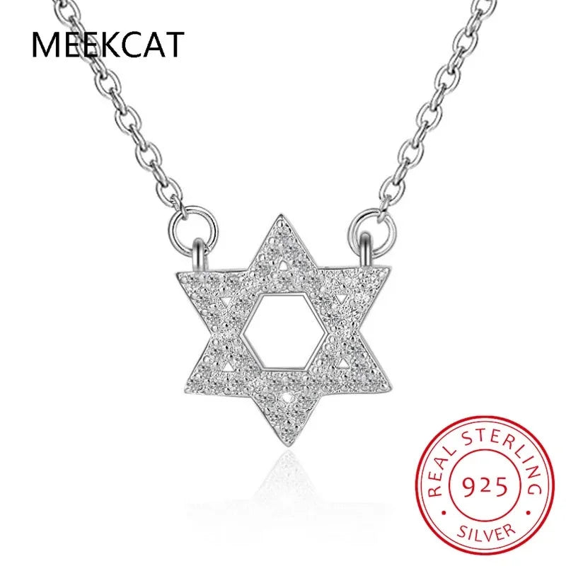 Collare Magen Star Of David 925 Sterling Silver Pendant Israel Chain Necklace Women Judaica Jewish Vintage Fine Jewelry