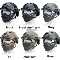 Full-covered Shooting Helmet with Steel Mesh Mask Army Tactical Paintball Helmet Impact Resistance Military Airsoft Helmet Mask