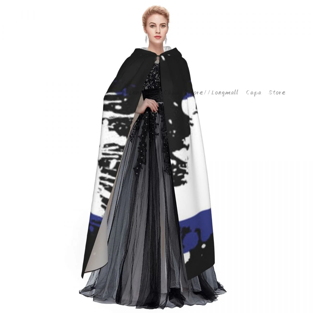 Adult Halloween Grunge Israel Flag Cloak Cape Hooded Medieval Costume Full Length Dress Coat