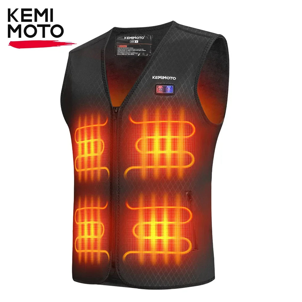 KEMIMOTO Motorcycle Heated Vest Men's Heated Vest With 8 Heating Zone USB Electric Heating Vest For Skiing Fishing Outdoor